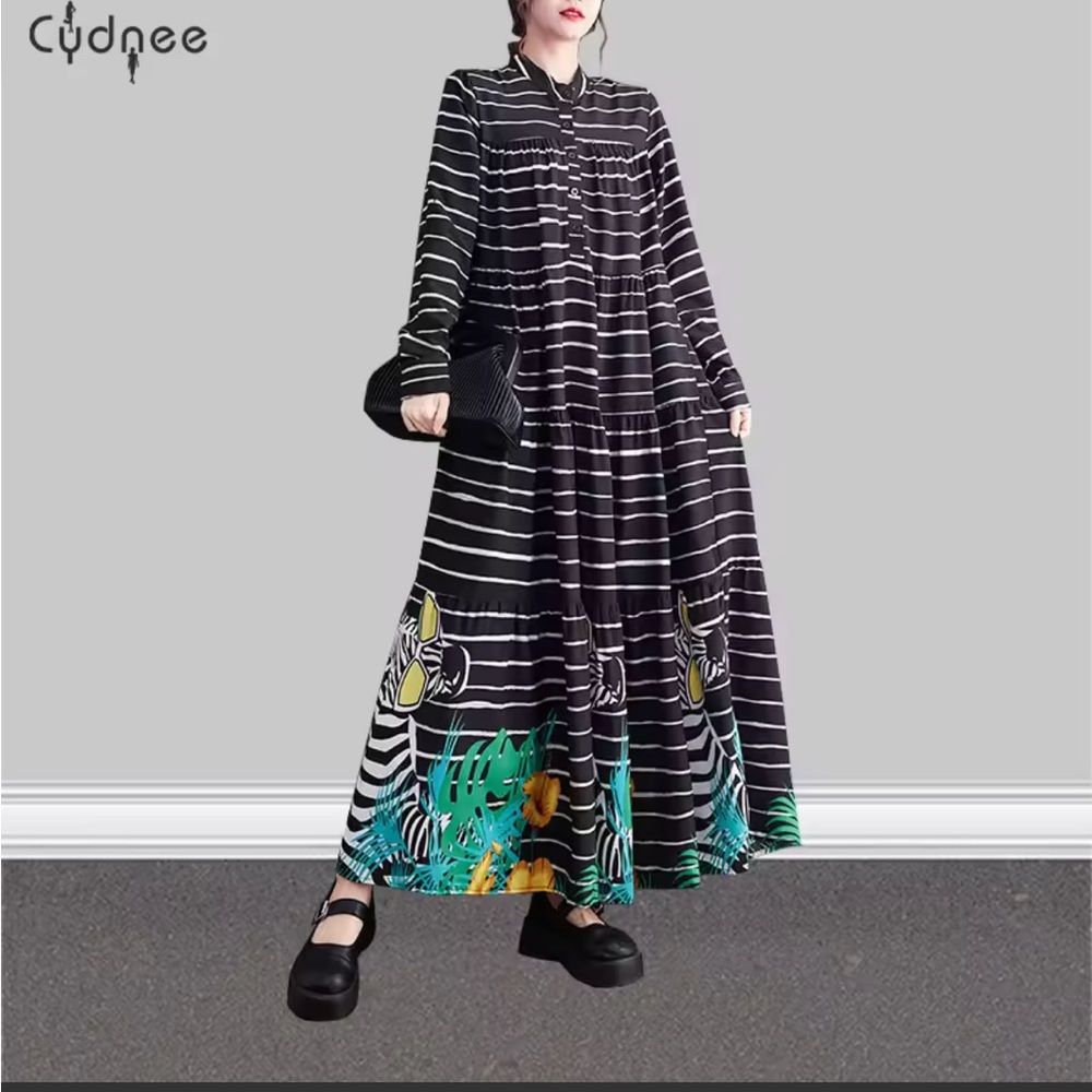 Black Striped Maxi Dress